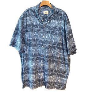 SURFSIDE SUPPLY Sz 3XB Blue Surf Beach Cotton Short Sleeve Button Down Shirt